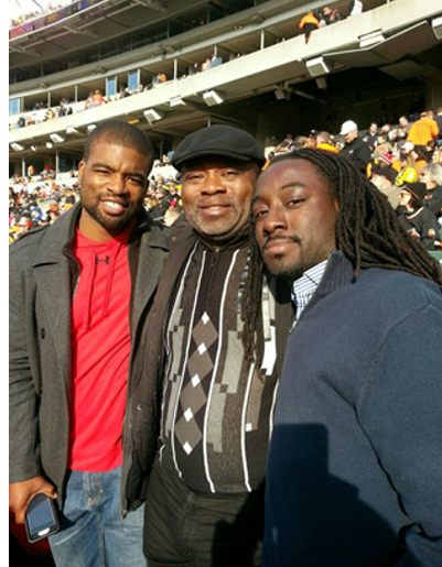 David, Dr. Johnnie, and Thomas at the Steelers vs. Bengals game in Cincinnati. The Steelers won!